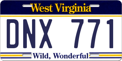 WV license plate DNX771