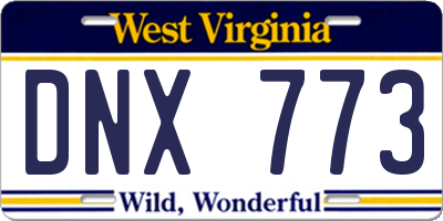 WV license plate DNX773