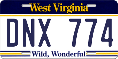 WV license plate DNX774