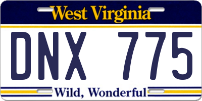 WV license plate DNX775
