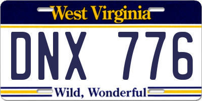 WV license plate DNX776