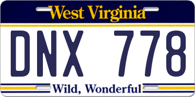 WV license plate DNX778