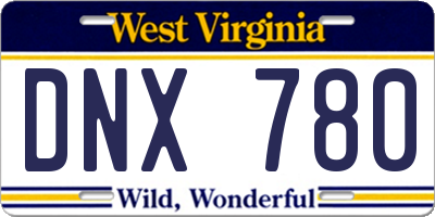 WV license plate DNX780
