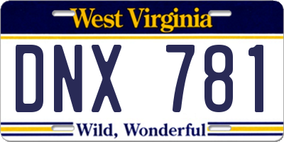 WV license plate DNX781