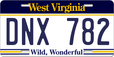 WV license plate DNX782
