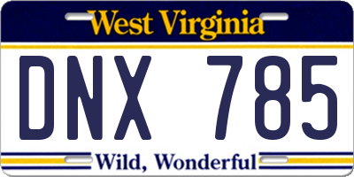 WV license plate DNX785
