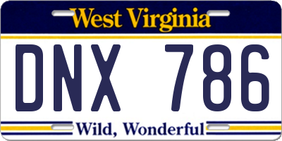 WV license plate DNX786