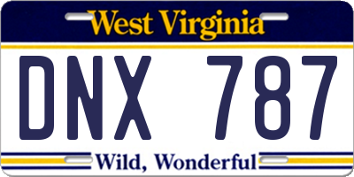 WV license plate DNX787