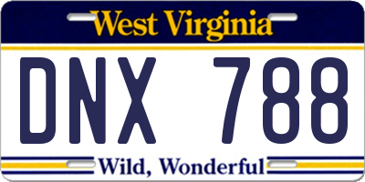 WV license plate DNX788
