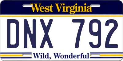 WV license plate DNX792