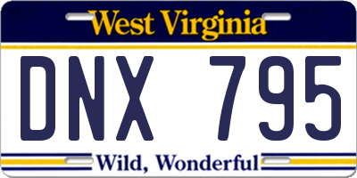 WV license plate DNX795