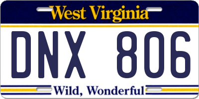 WV license plate DNX806