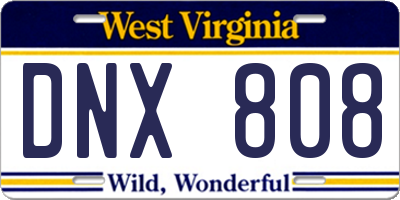 WV license plate DNX808