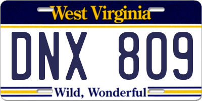 WV license plate DNX809
