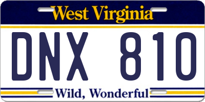 WV license plate DNX810