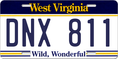 WV license plate DNX811