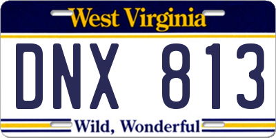 WV license plate DNX813