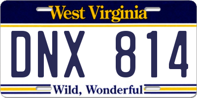 WV license plate DNX814