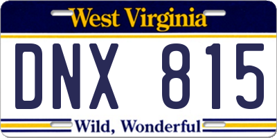 WV license plate DNX815