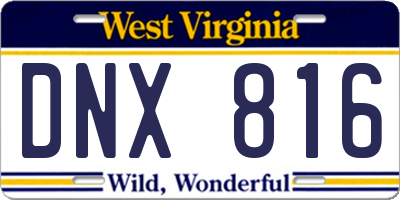 WV license plate DNX816