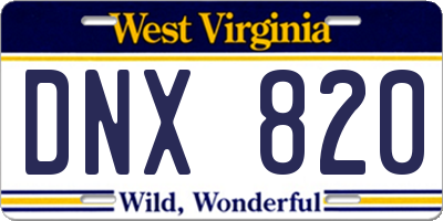 WV license plate DNX820