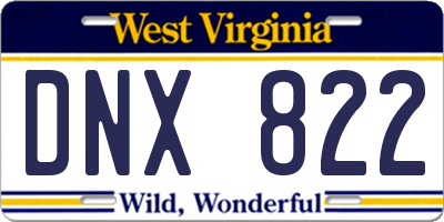 WV license plate DNX822
