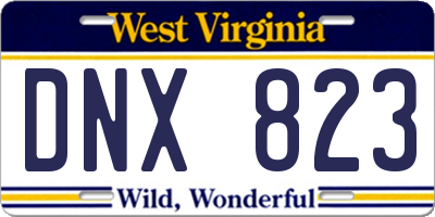 WV license plate DNX823