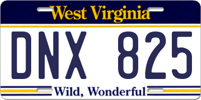 WV license plate DNX825