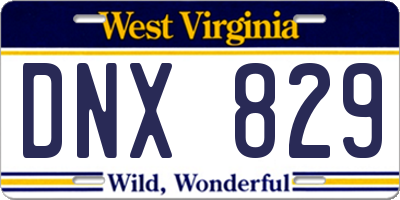WV license plate DNX829