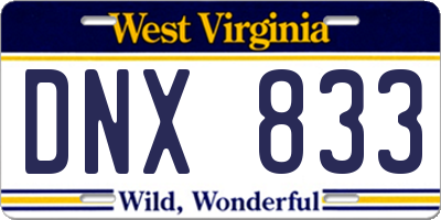WV license plate DNX833