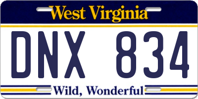 WV license plate DNX834