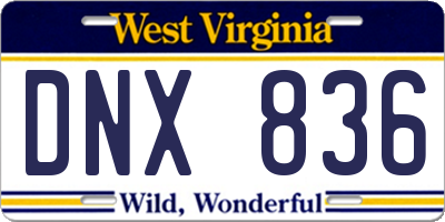 WV license plate DNX836