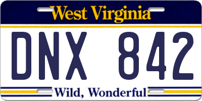 WV license plate DNX842