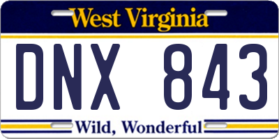 WV license plate DNX843