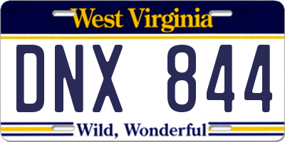 WV license plate DNX844
