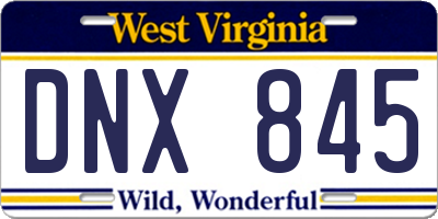 WV license plate DNX845