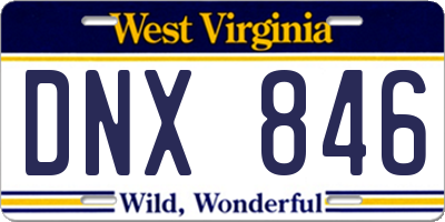WV license plate DNX846