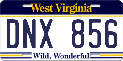 WV license plate DNX856