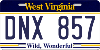 WV license plate DNX857