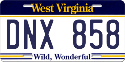 WV license plate DNX858