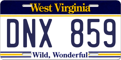 WV license plate DNX859