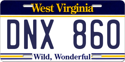 WV license plate DNX860