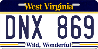 WV license plate DNX869