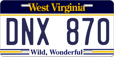 WV license plate DNX870