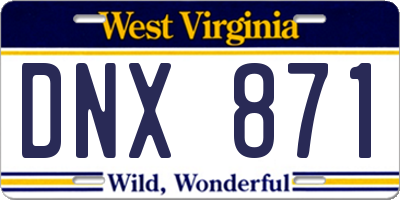 WV license plate DNX871