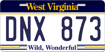WV license plate DNX873