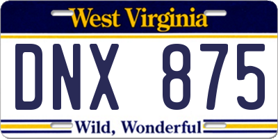 WV license plate DNX875