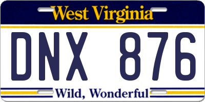 WV license plate DNX876