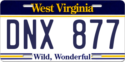 WV license plate DNX877