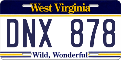 WV license plate DNX878